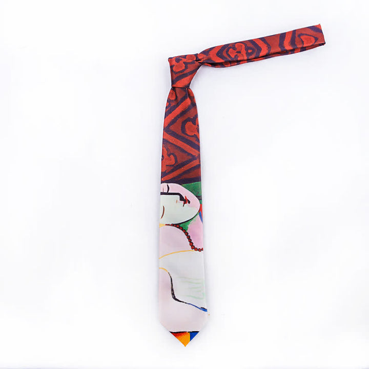 Corbata elegante para caballero con estampado de bellas escenas para hombre