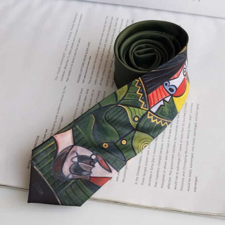 Corbata para hombre con pintura al óleo de La dama de verde oscuro