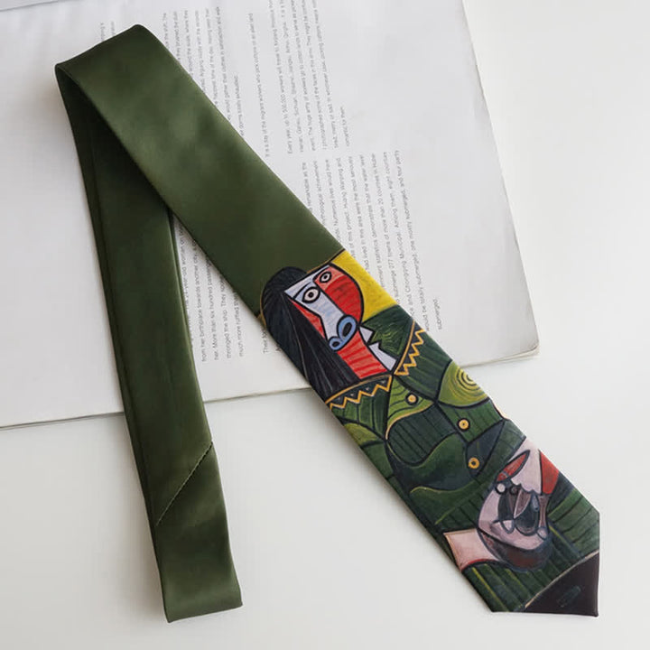 Corbata para hombre con pintura al óleo de La dama de verde oscuro