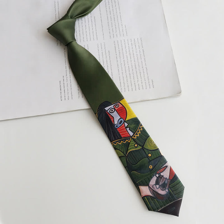 Corbata para hombre con pintura al óleo de La dama de verde oscuro