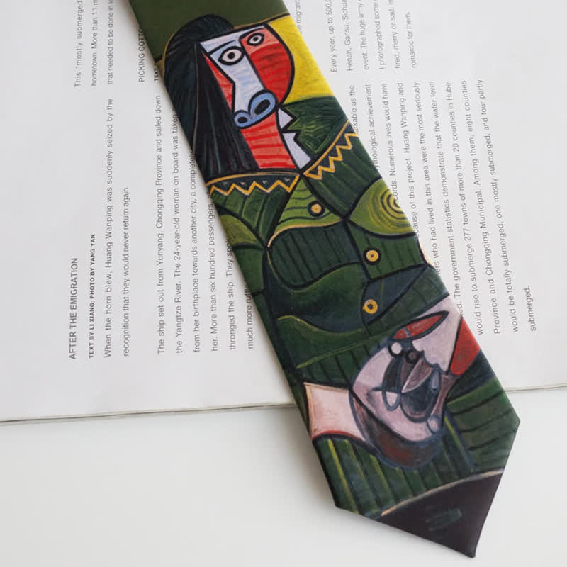 Corbata para hombre con pintura al óleo de La dama de verde oscuro