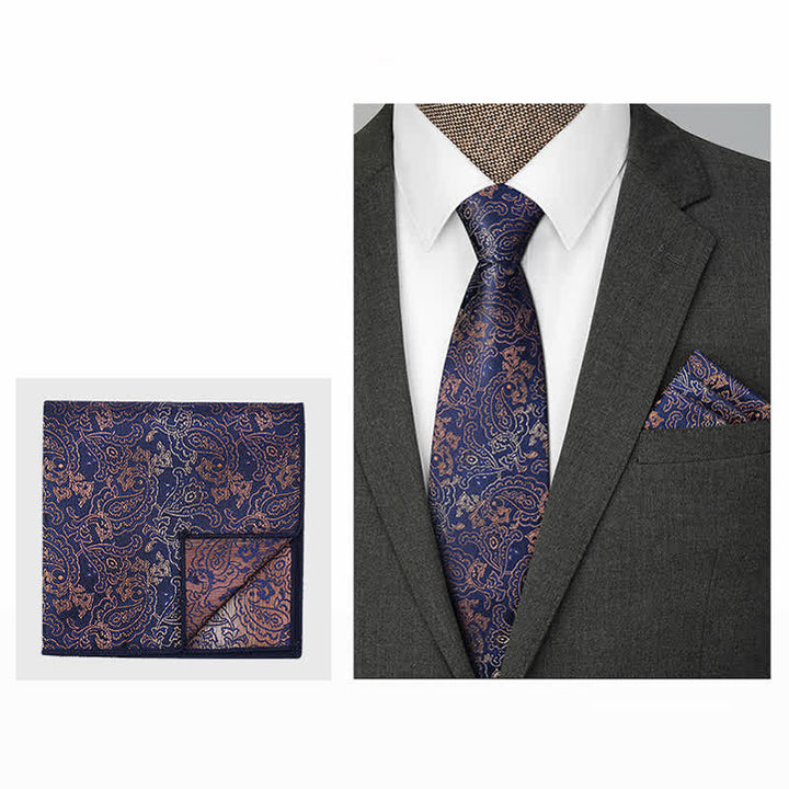 Conjunto de 3 corbatas de lazo con estampado de cachemira de la serie marrón para hombre