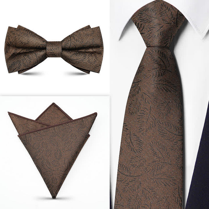 Conjunto de 3 corbatas de lazo con estampado de cachemira de la serie marrón para hombre
