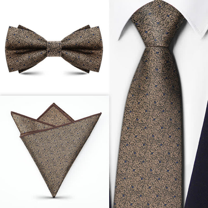 Conjunto de 3 corbatas de lazo con estampado de cachemira de la serie marrón para hombre