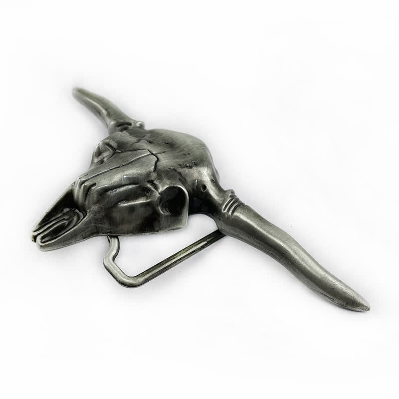 Cinturón de cuero con hebilla de toro Longhorn del oeste para hombre, hecho a mano