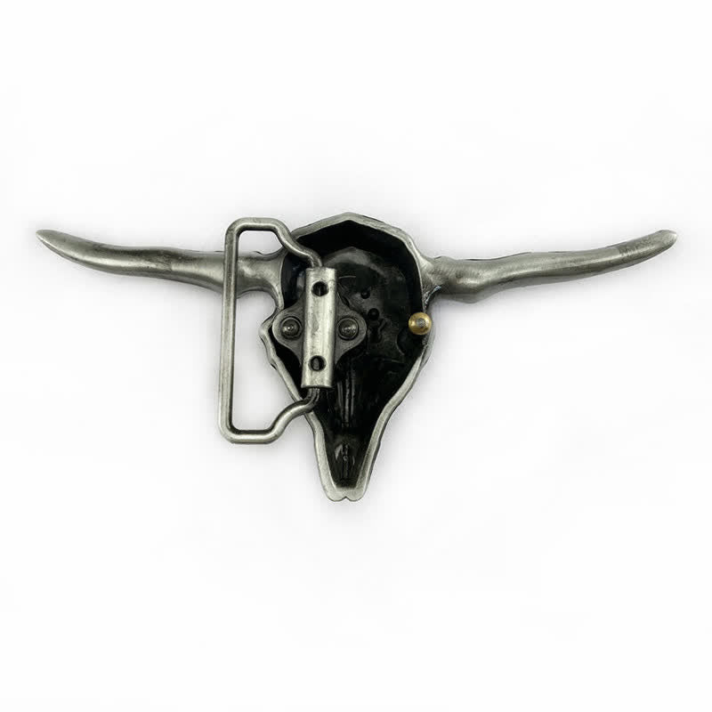 Cinturón de cuero con hebilla de toro Longhorn del oeste para hombre, hecho a mano