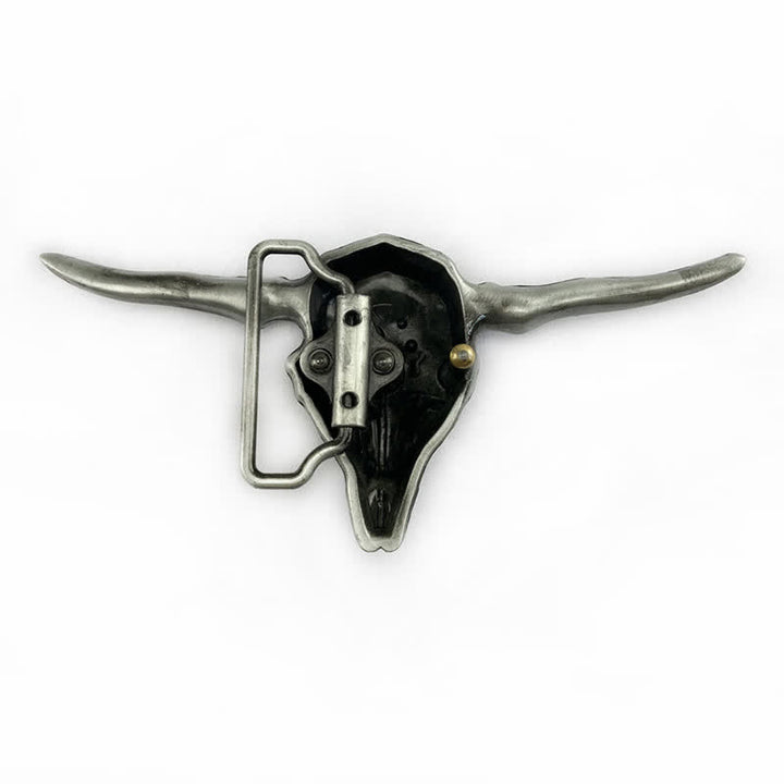 Cinturón de cuero con hebilla de toro Longhorn del oeste para hombre, hecho a mano