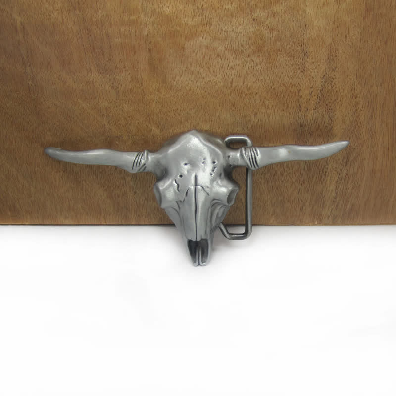 Cinturón de cuero con hebilla de toro Longhorn del oeste para hombre, hecho a mano