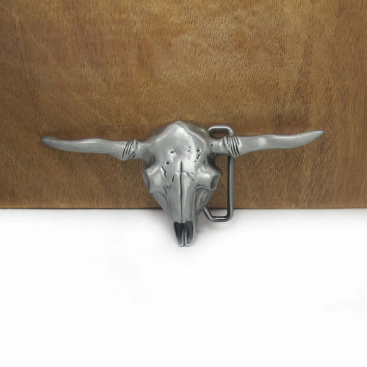 Cinturón de cuero con hebilla de toro Longhorn del oeste para hombre, hecho a mano