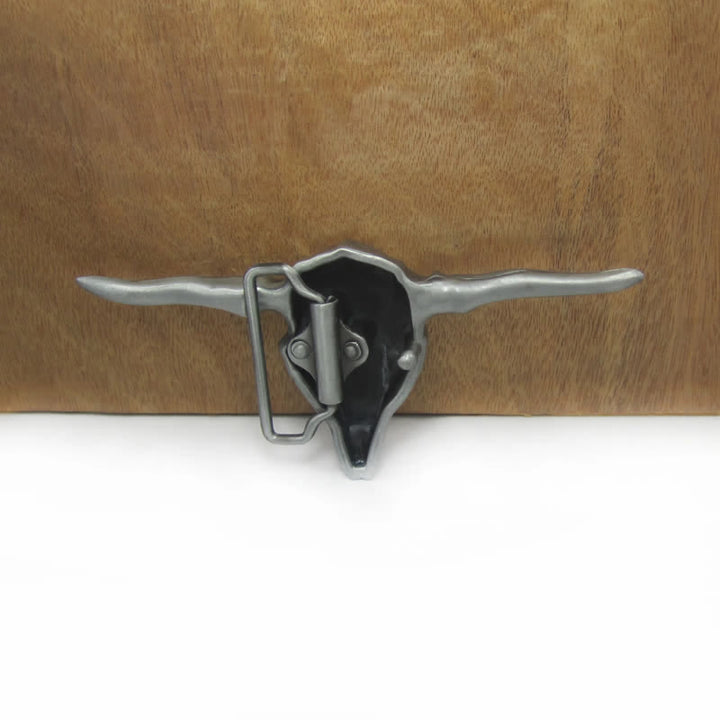 Cinturón de cuero con hebilla de toro Longhorn del oeste para hombre, hecho a mano