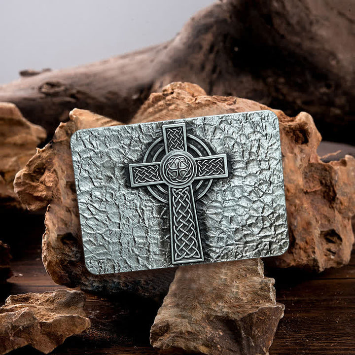 Cinturón de cuero con hebilla de cruz celta de estilo medieval para hombre hecho a mano