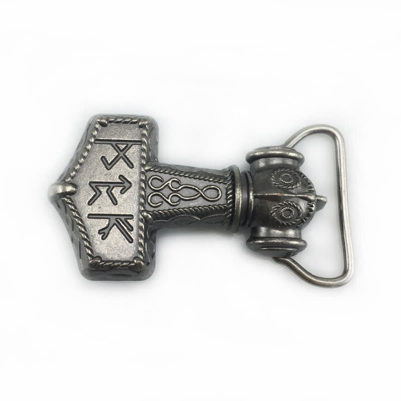 Cinturón de cuero con hebilla de martillo vikingo brutal para hombre hecho a mano