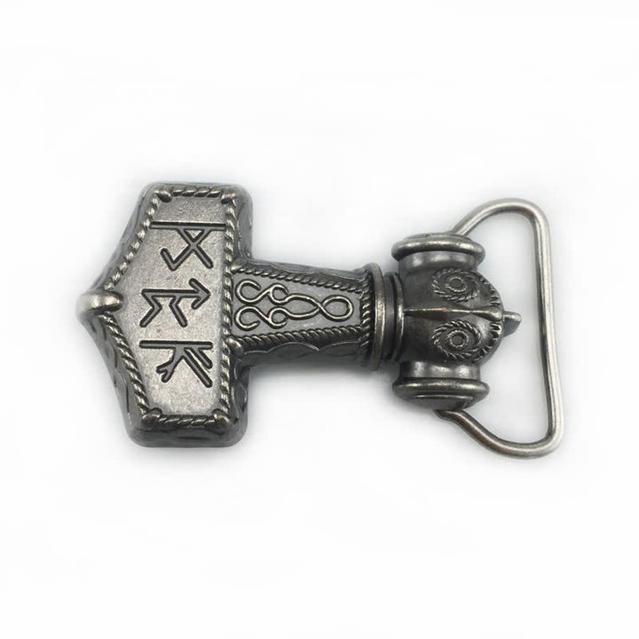 Cinturón de cuero con hebilla de martillo vikingo brutal para hombre hecho a mano