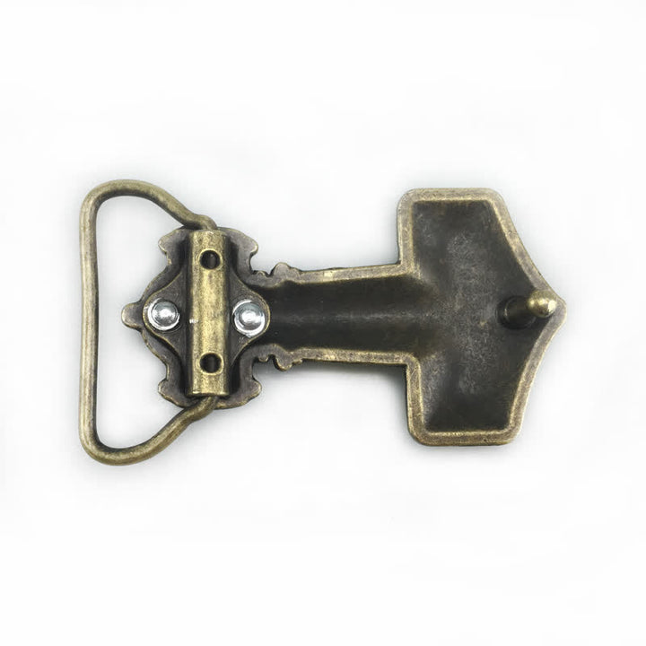 Cinturón de cuero con hebilla de martillo vikingo brutal para hombre hecho a mano
