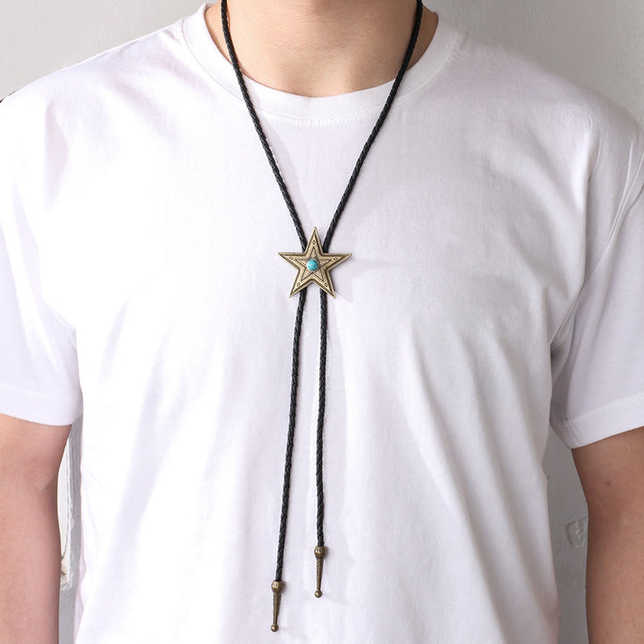 Collar con colgante de estrella de piedra natural vintage Bolo Tie