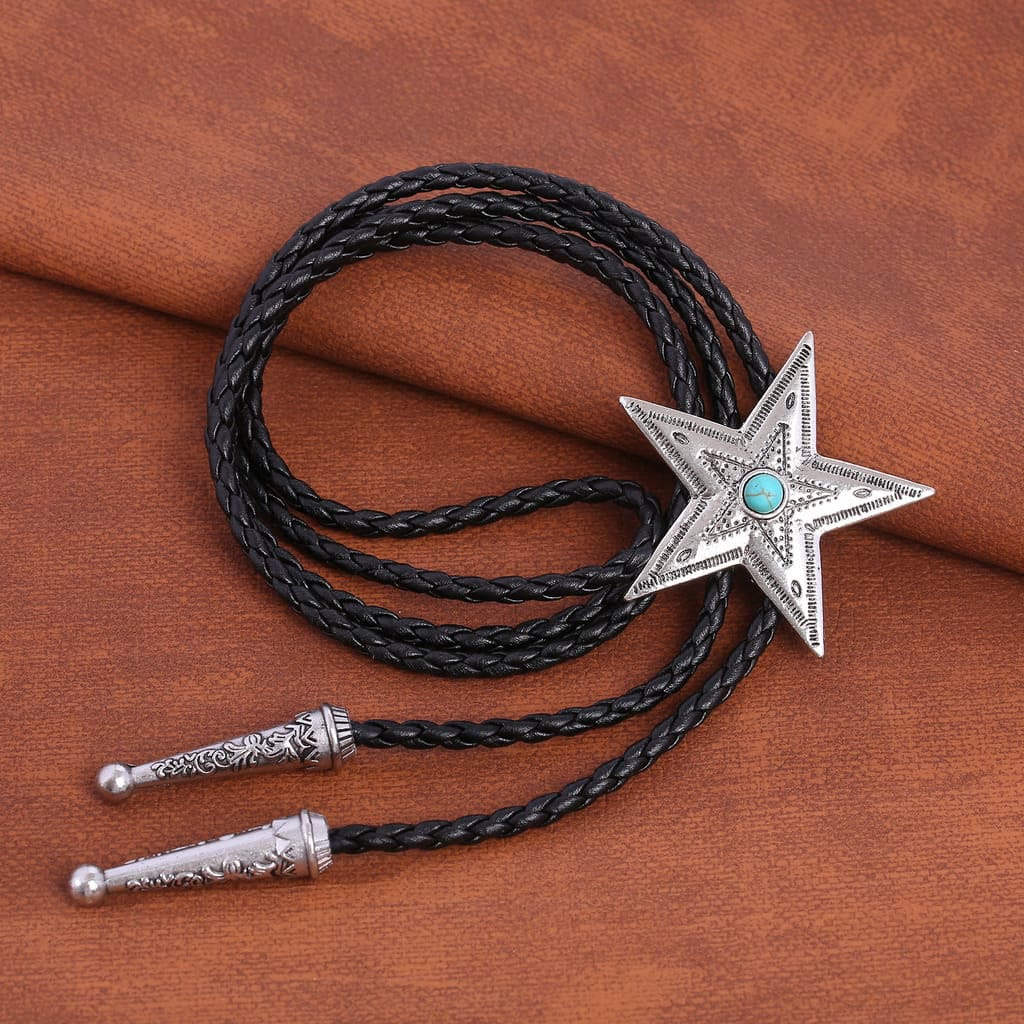 Collar con colgante de estrella de piedra natural vintage Bolo Tie