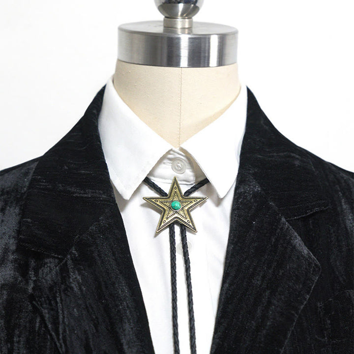 Collar con colgante de estrella de piedra natural vintage Bolo Tie