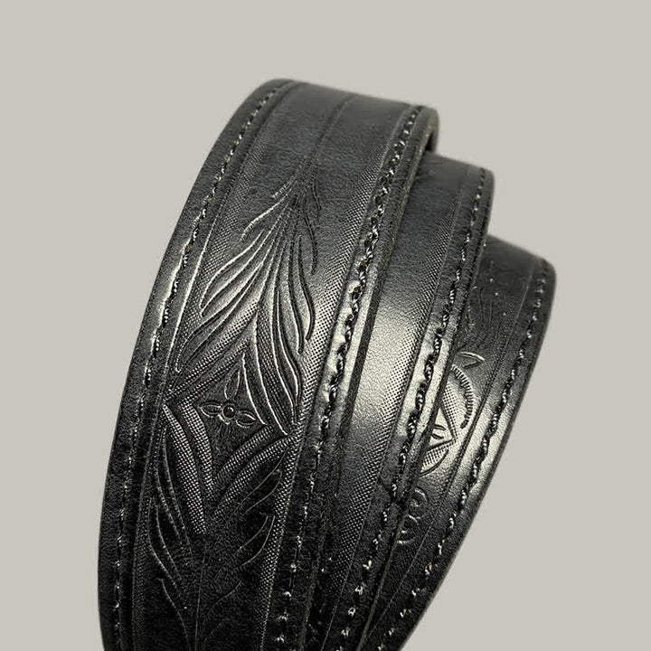 Cinturón de cuero con diseño de estampado floral de moda clásica