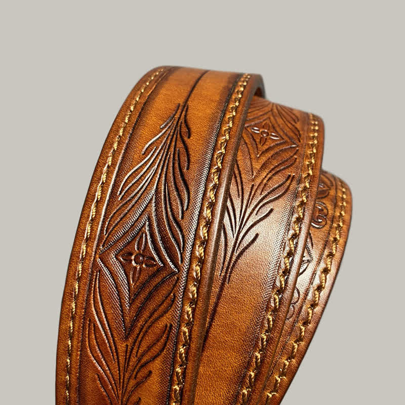 Cinturón de cuero con diseño de estampado floral de moda clásica