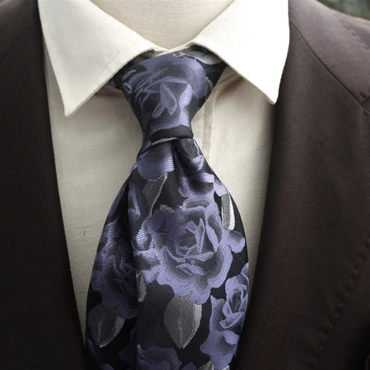 Corbata informal con estampado de rosas y flores grandes para hombre