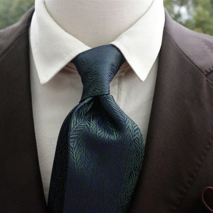 Corbata clásica con estampado floral y hojas finas para uso diario para hombre