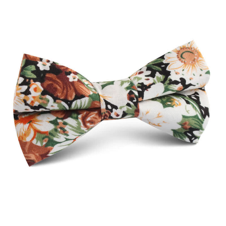 Pajarita elegante con hojas y flores de color naranja para hombre