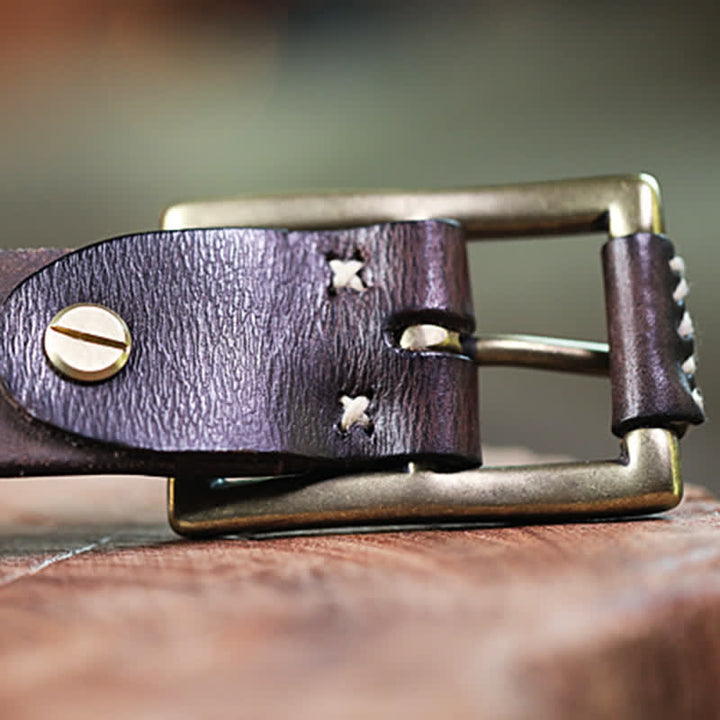 Cinturón de cuero genuino para jeans retro hecho a mano