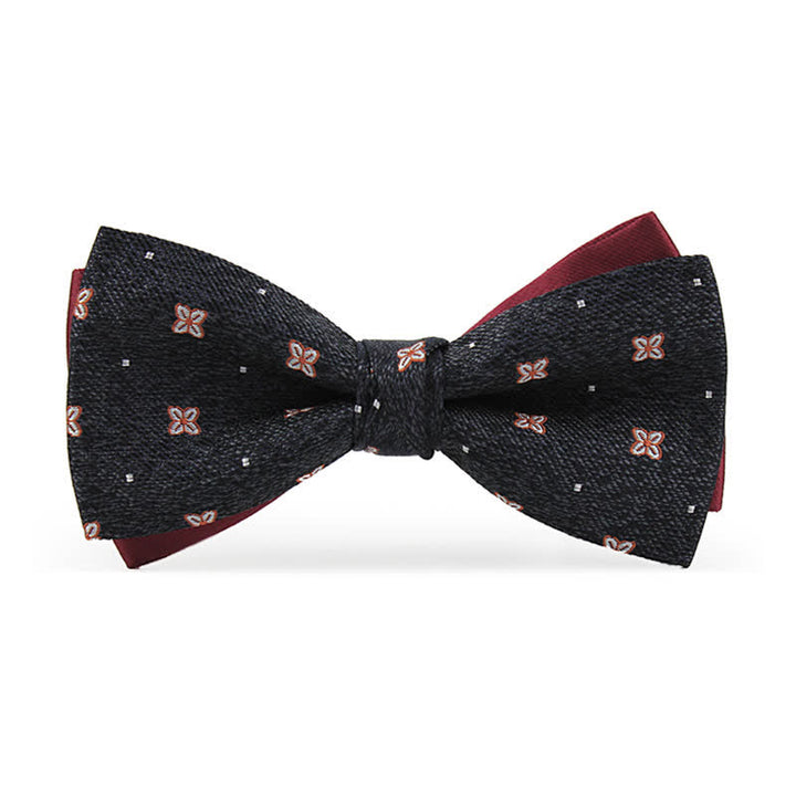 Pajarita de seda Lucky Stars en gris oscuro y burdeos para hombre