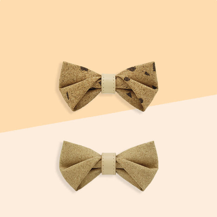 Pajarita de cuero con lazo y estampado de madera natural para hombre