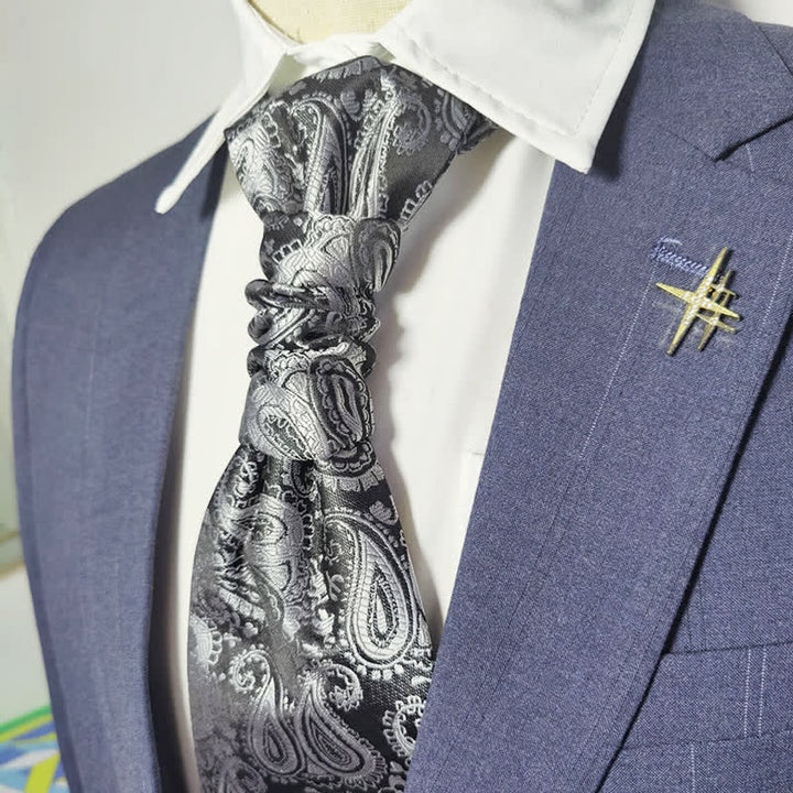 Corbata de caballero con estampado de cachemira para fiesta de negocios, preanudada