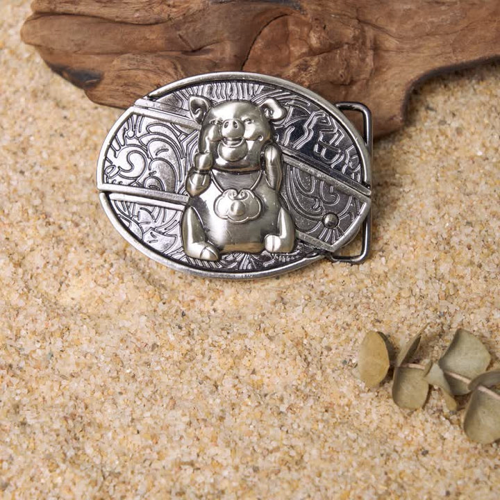 Conjunto de hebillas de cinturón de cuero con cuchillo plegable oculto DIY de animales juguetones
