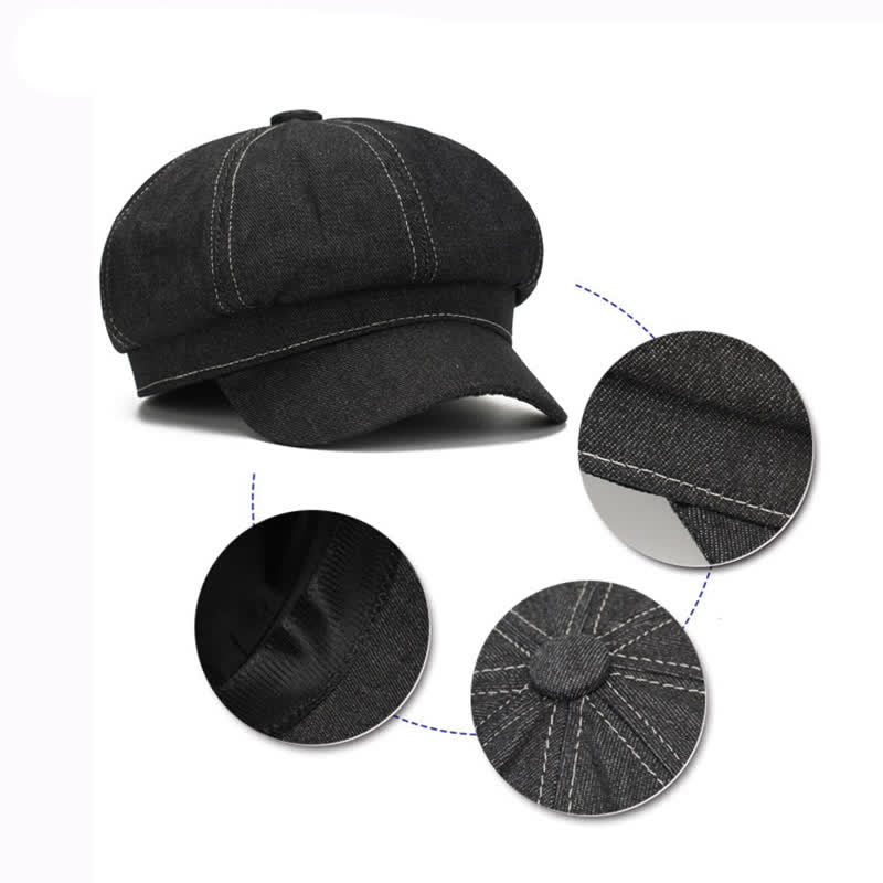 Boina con visera de repartidor de periódicos de mezclilla de White Line