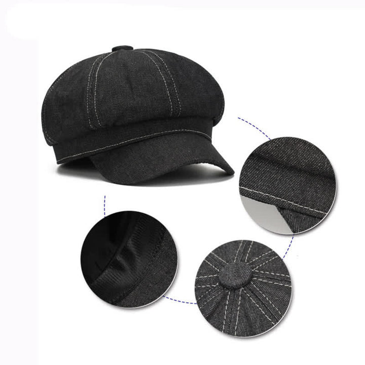 Boina con visera de repartidor de periódicos de mezclilla de White Line