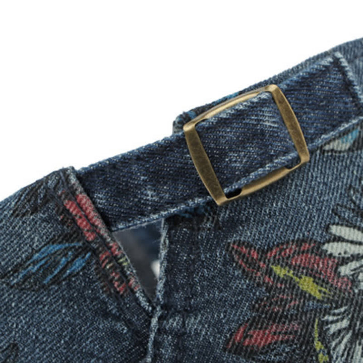 Boina plana de mezclilla con estampado floral de moda