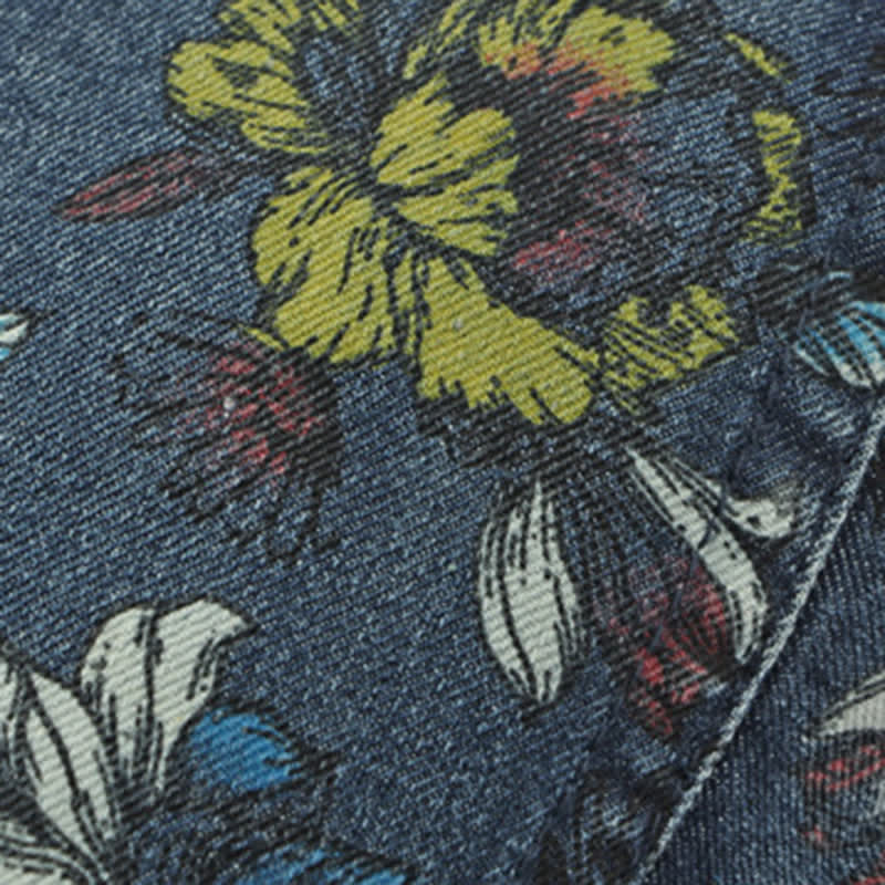Boina plana de mezclilla con estampado floral de moda