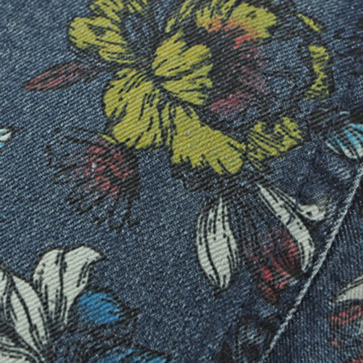 Boina plana de mezclilla con estampado floral de moda