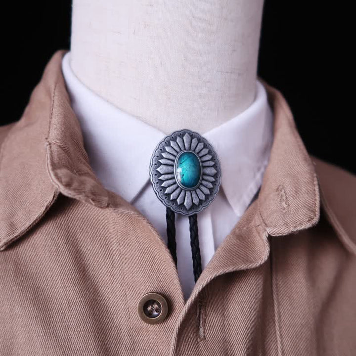 Corbata bolo con accesorio occidental en turquesa Sunburst