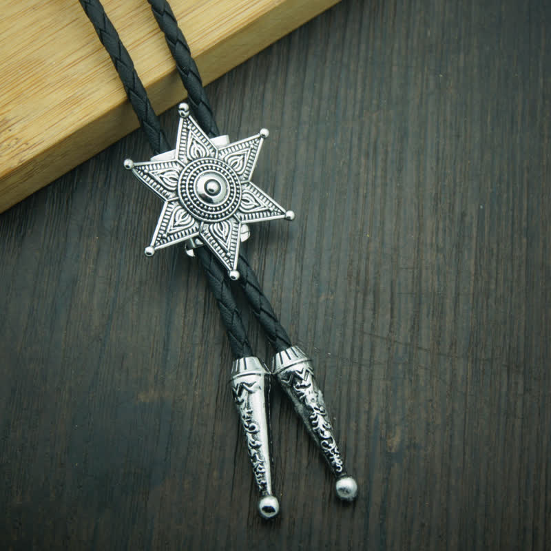 Corbata estilo bolo con estrella plateada estilo vaquero punk