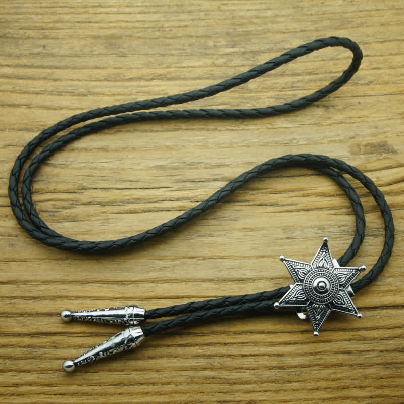 Corbata estilo bolo con estrella plateada estilo vaquero punk