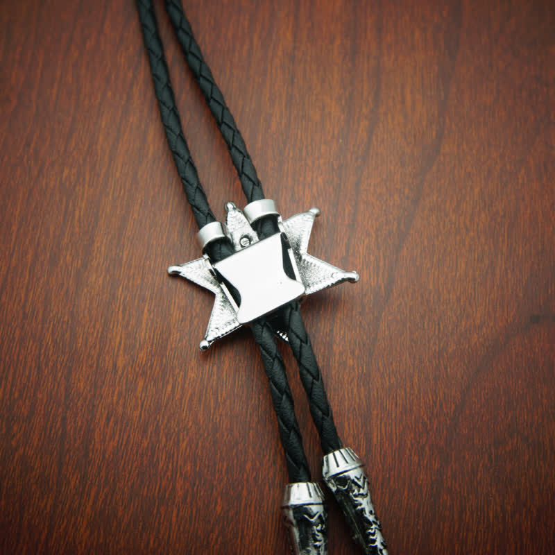 Corbata estilo bolo con estrella plateada estilo vaquero punk