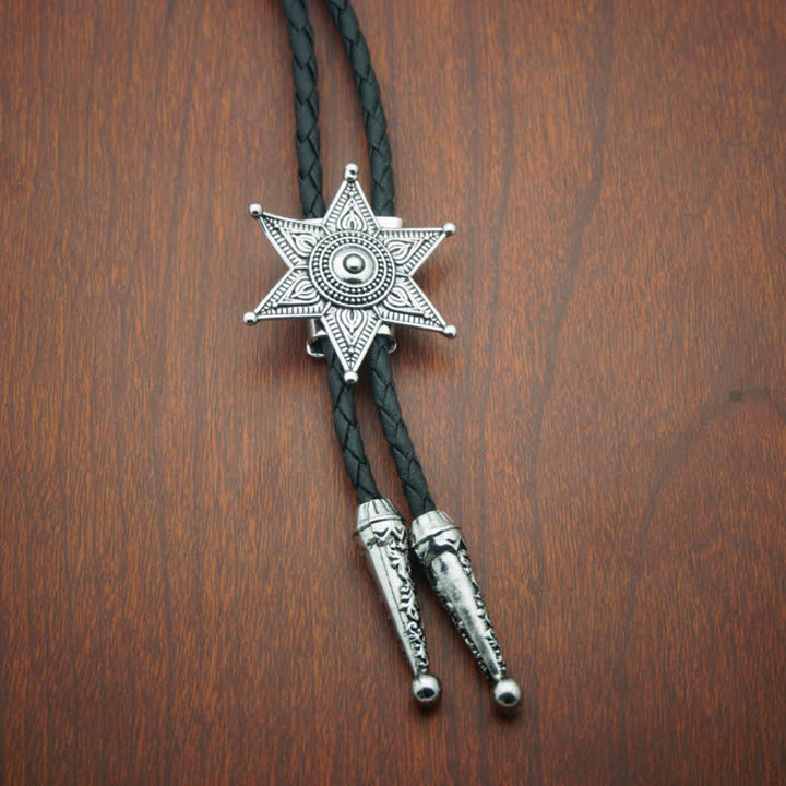 Corbata estilo bolo con estrella plateada estilo vaquero punk