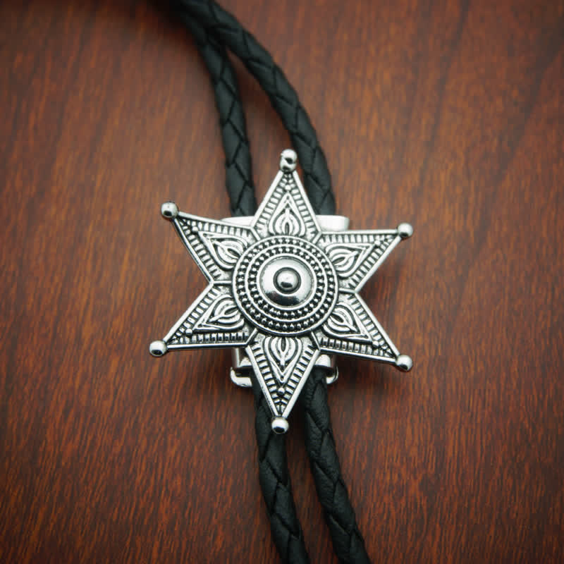 Corbata estilo bolo con estrella plateada estilo vaquero punk