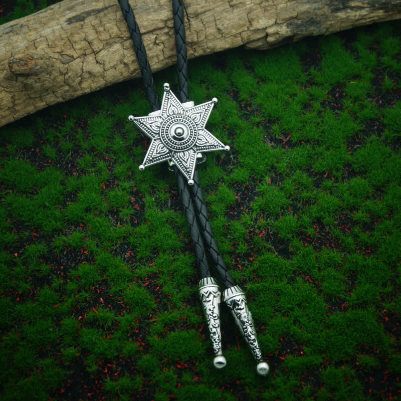 Corbata estilo bolo con estrella plateada estilo vaquero punk
