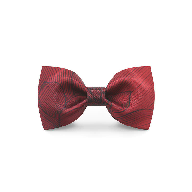 Pajarita elegante con estampado floral de ondas rojas para hombre