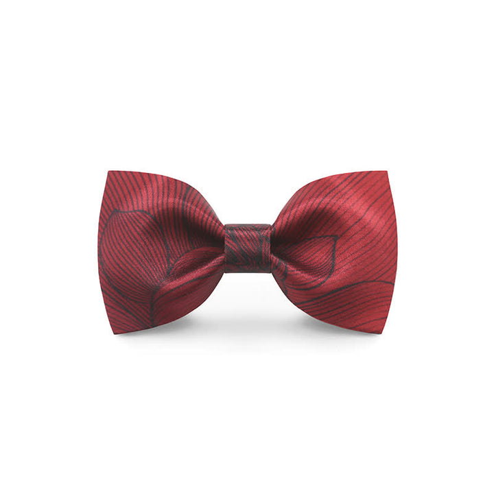 Pajarita elegante con estampado floral de ondas rojas para hombre