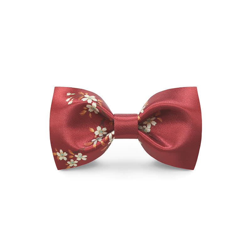 Pajarita elegante con estampado floral de ondas rojas para hombre