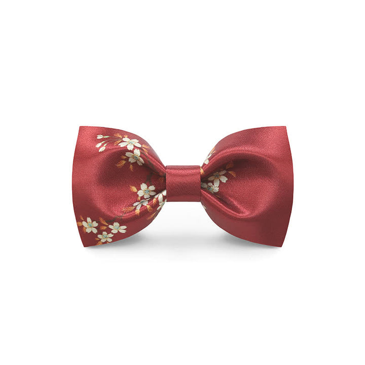 Pajarita elegante con estampado floral de ondas rojas para hombre