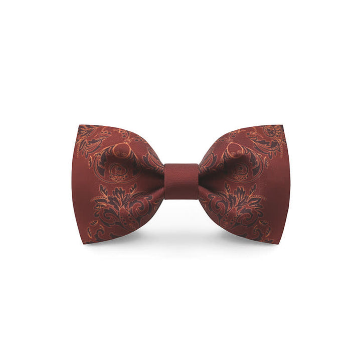 Pajarita elegante con estampado floral de ondas rojas para hombre