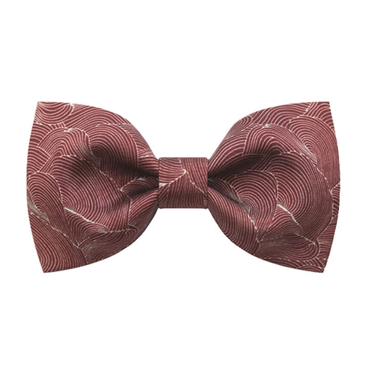 Pajarita elegante con estampado floral de ondas rojas para hombre