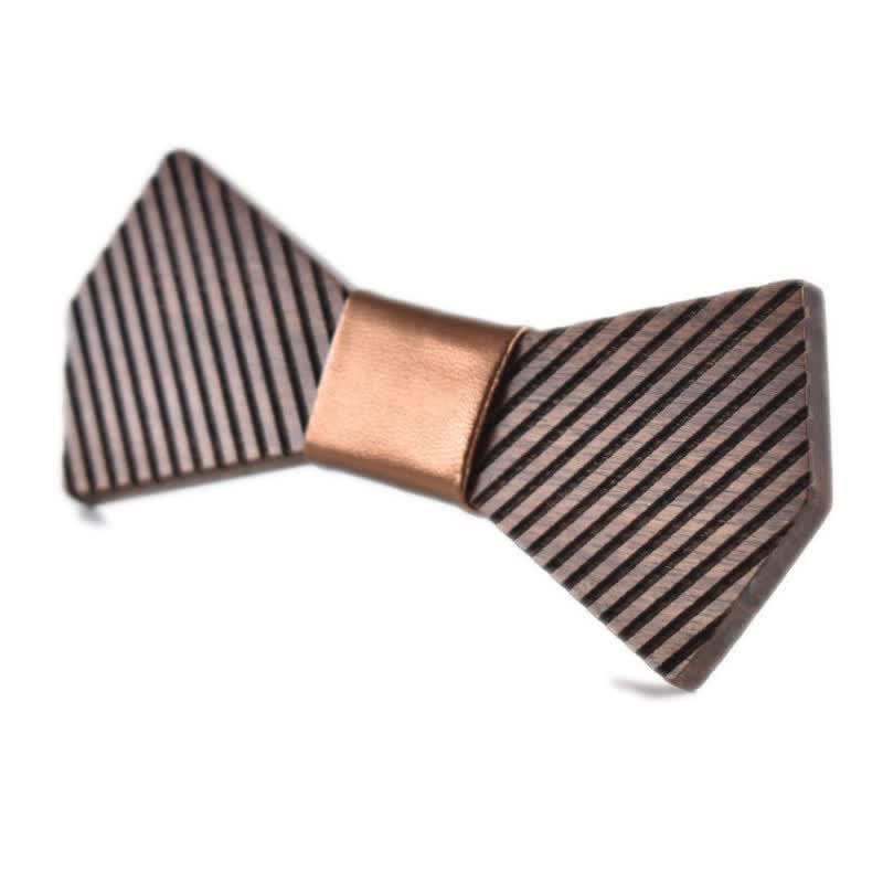 Pajarita de madera a rayas elegante de nogal negro para hombre